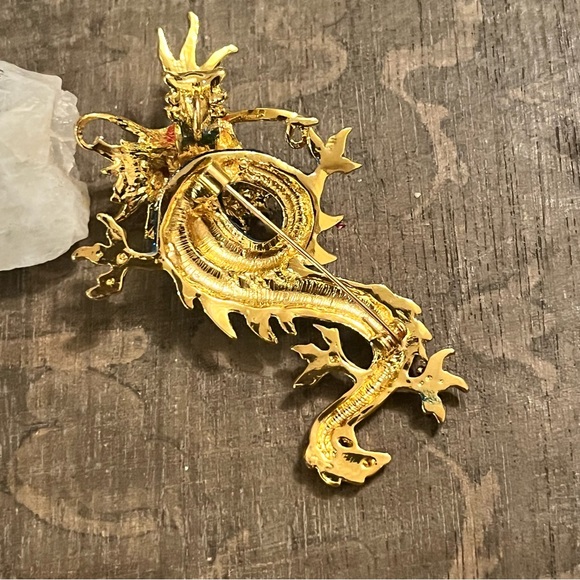 🐲 NEW Dragon Rhinestone Pin Brooch - Picture 5 of 8